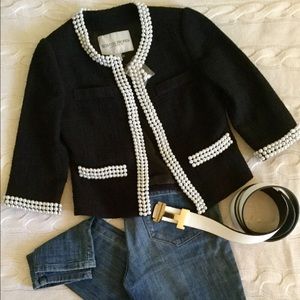 New Boston Proper Pearl and Tweed Jacket Blazer